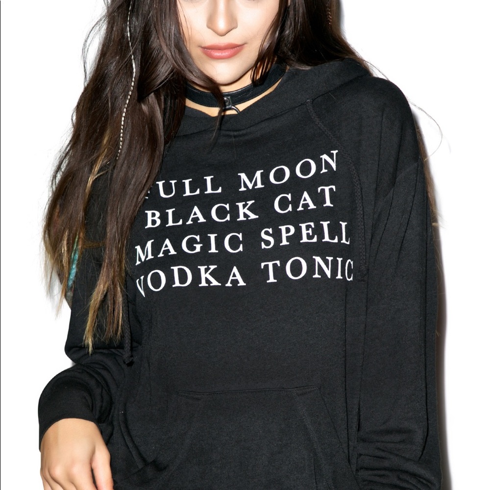 Wildfox full moon black cat hoodie